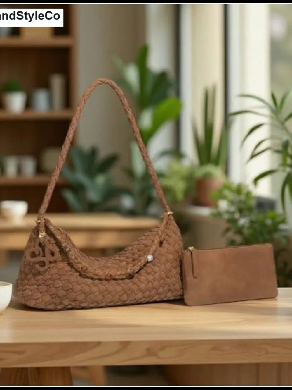 Faux Suede Hobo Bag for Women Small Slouchy Shoulder Bag with Pouch